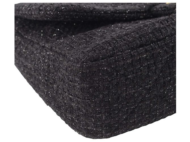 Chanel Black CC Quilted Tweed Single Flap Nero - vista 8