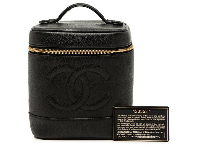 Borsa Vanity Chanel Black CC Caviar Nero - vista 7