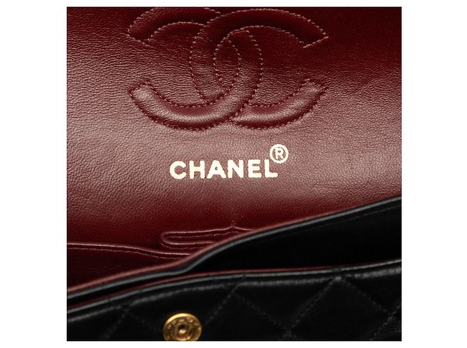 Chanel Black Small Classic Lambskin Double Flap Nero - vista 5
