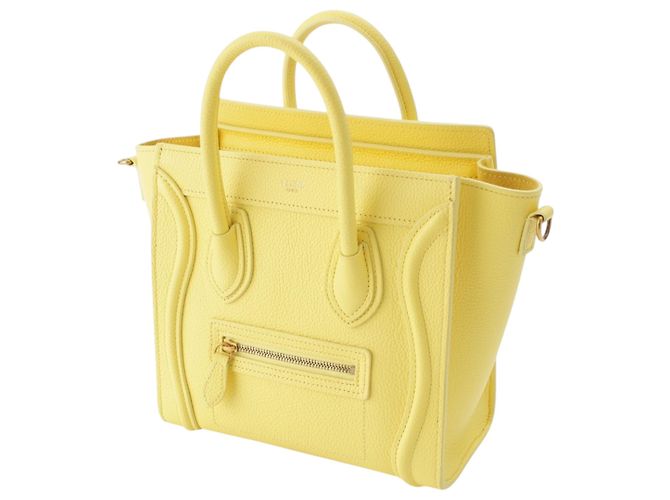 Céline Celine Yellow Nano Grained Calfskin Luggage Tote Giallo - vista 2