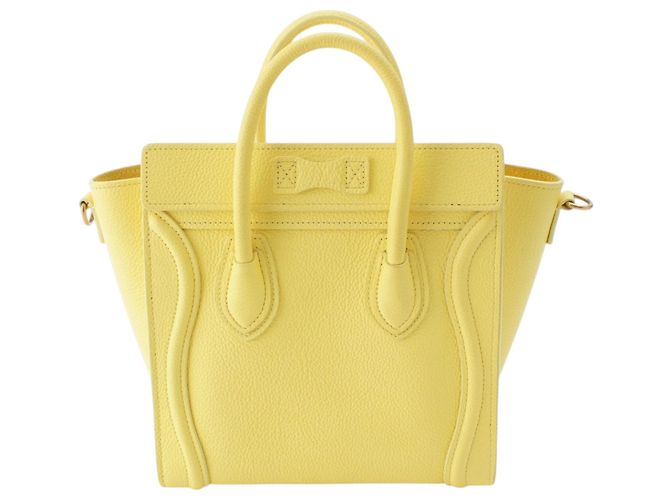 Céline Celine Yellow Nano Grained Calfskin Luggage Tote Giallo - vista 4