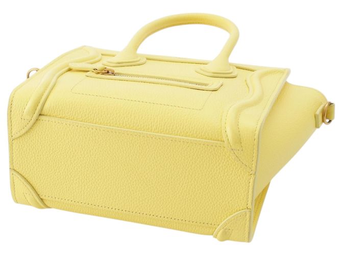 Céline Celine Yellow Nano Grained Calfskin Luggage Tote Giallo - vista 5