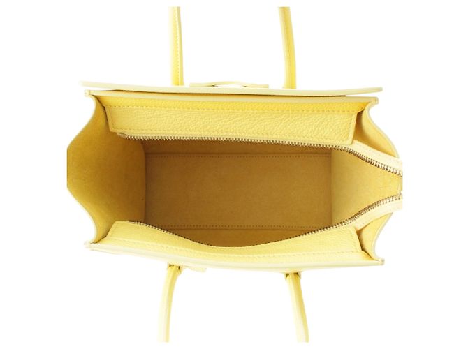 Céline Celine Yellow Nano Grained Calfskin Luggage Tote Giallo - vista 6