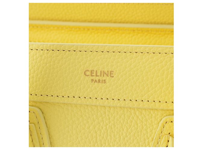 Céline Celine Yellow Nano Grained Calfskin Luggage Tote Giallo - vista 9