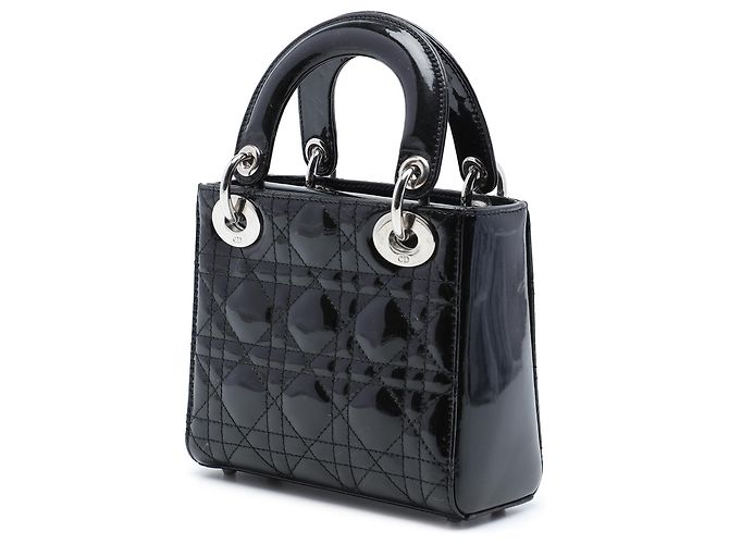 Dior Black Mini Patent Cannage Lady Dior Nero - vista 2