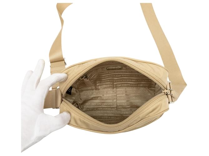 Saffiano Borsa Camera Prada in Tessuto Beige - vista 4