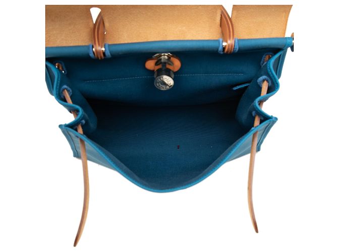 Hermès Blue Toile Herbag Zip 31 Blau - Ansicht 4