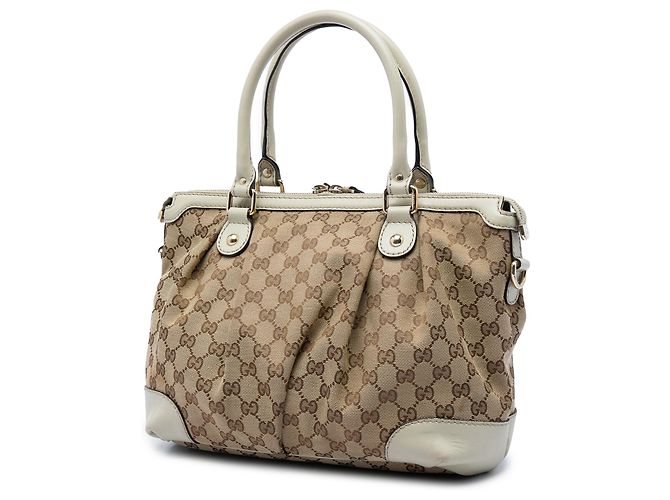 Borsa Satchel Gucci Beige GG Canvas Sukey - vista 2