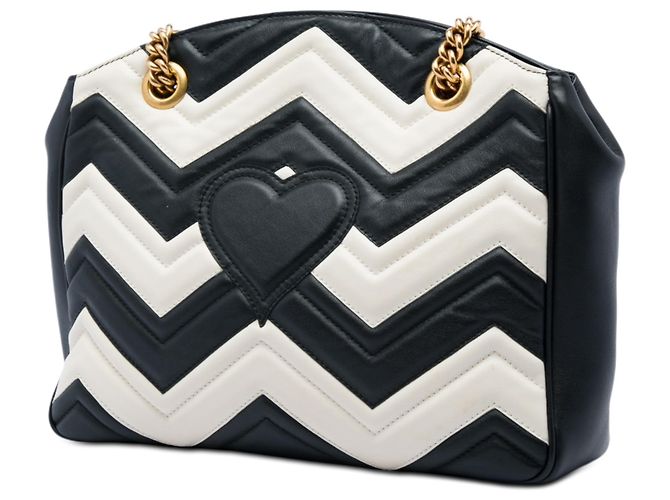 Bolso de hombro Gucci GG Marmont de piel acolchada negro Medium con cadena - vista 2