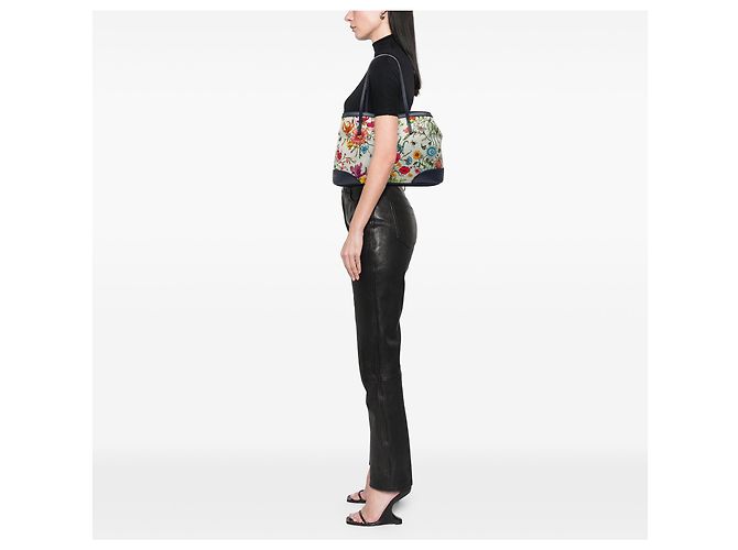 Saco Tote Gucci Flora Médio em lona branca Branco - vista 7
