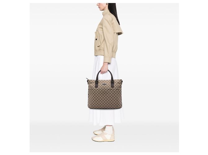 Bolso Satchel Gucci de lona GG beige - vista 5