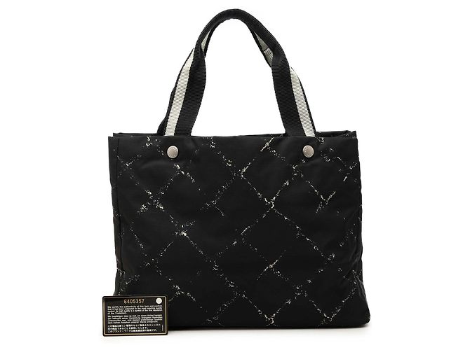 Borsa Tote Chanel Black Old Travel Line Nylon Nero - vista 7