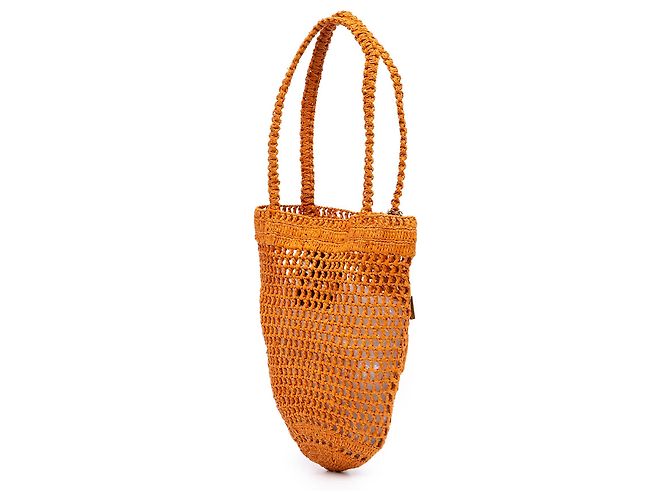 Chloé Orange Small Raffia Embroidered Logo Summer Banana Tote - Ansicht 2