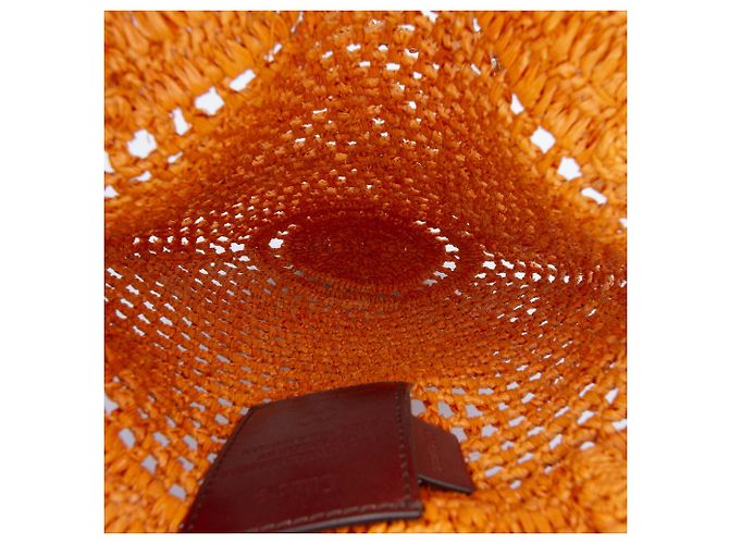 Chloé Orange Small Raffia Embroidered Logo Summer Banana Tote - Ansicht 4