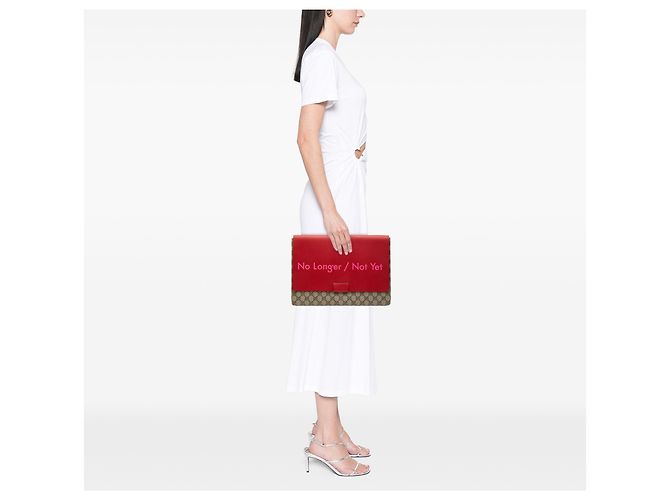 Pochette Gucci Beige GG Supreme No Longer Not Yet - vue 6