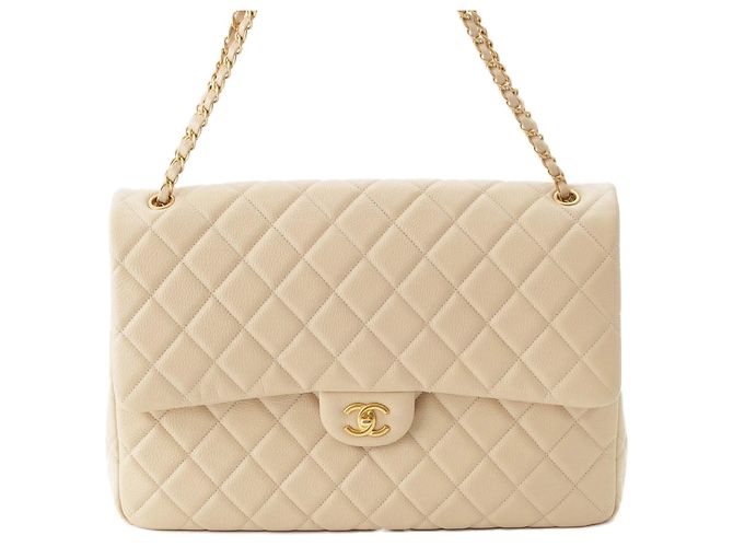 Chanel Beige XXL Quilted Lambskin Single Flap - vista 2