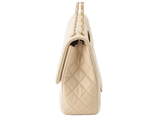 Chanel Beige XXL Quilted Lambskin Single Flap - vista 4