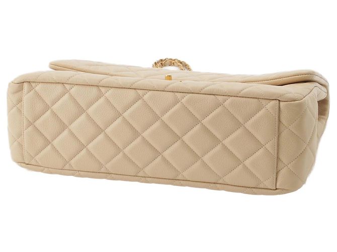 Chanel Beige XXL Quilted Lambskin Single Flap - vista 6