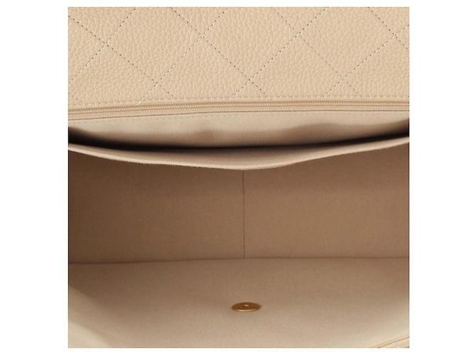 Chanel Beige XXL Quilted Lambskin Single Flap - vista 7