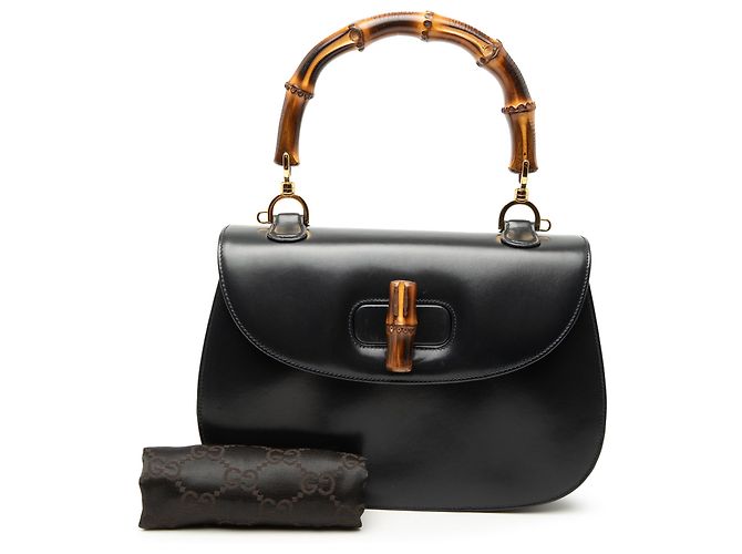 Gucci Black Calfskin Bamboo Night Nero - vista 8