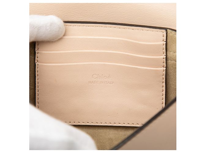 Chloé Mini Borsa a Tracolla Faye in Vitello e Camoscio Marrone con Catena Beige - vista 5