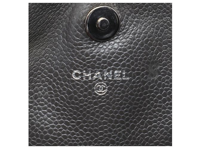 Chanel Gray CC Caviar Half Moon Wallet on Chain Marrone Grigio antracite - vista 5