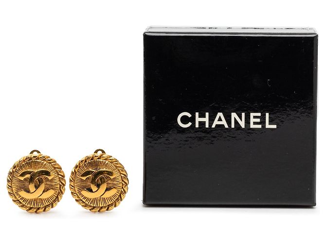 Orecchini a clip rotondi Chanel Gold CC placcati oro D'oro - vista 4