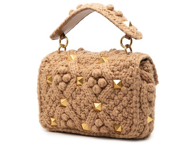 Bolso Satchel Roman Stud de punto beige tamaño Medium Valentino - vista 2
