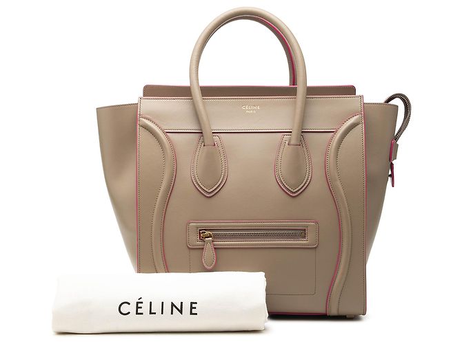 Céline Celine Mini Luggage Tote in pelle di vitello liscia Beige - vista 7