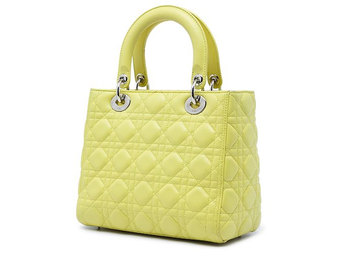 Dior Yellow Medium Lambskin Cannage Lady Dior Giallo - vista 2