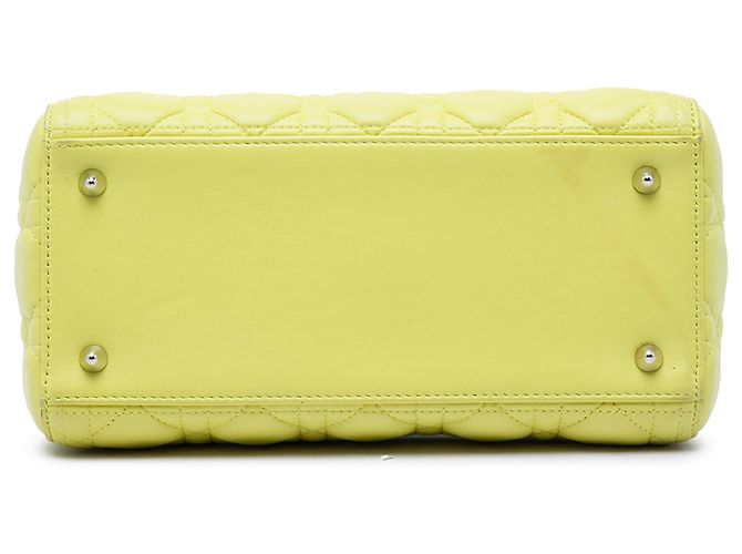 Dior Yellow Medium Lambskin Cannage Lady Dior Giallo - vista 3