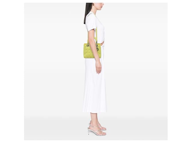 Dior Yellow Medium Lambskin Cannage Lady Dior Giallo - vista 5