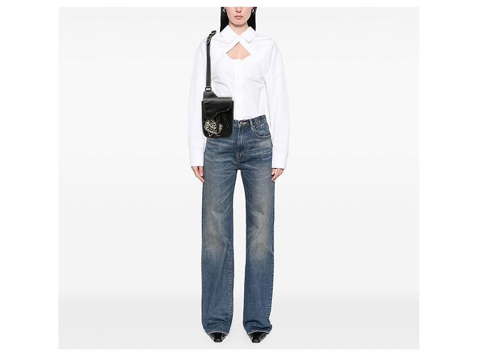 Dior Black Stussy Bee Applique Calfskin Saddle Crossbody Noir - vue 8