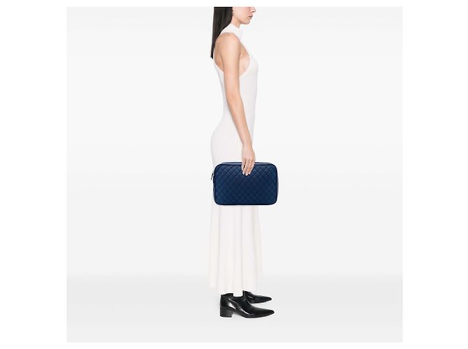 Custodia per laptop Chanel Blue CC Quilted Nylon - vista 6
