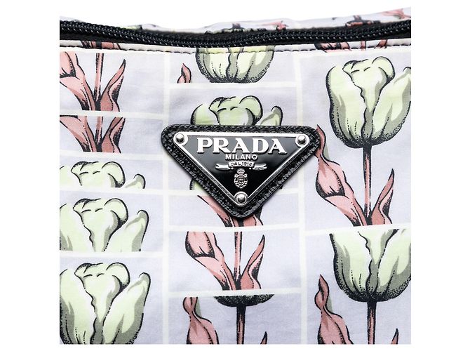 Borsa Satchel Prada in Tessuto Stampato Viola Porpora - vista 5