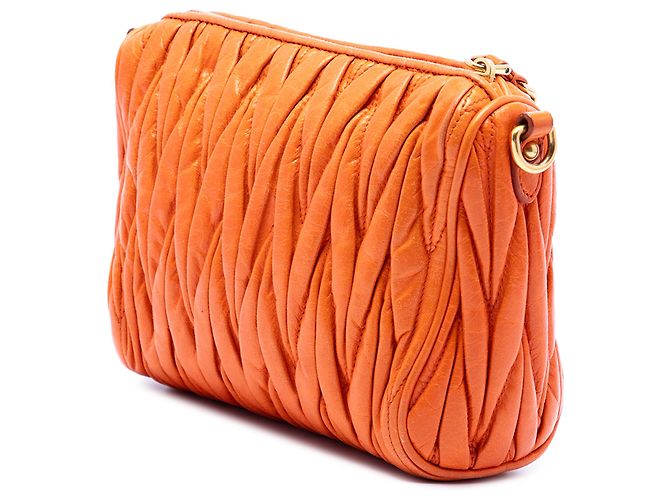 Borsa a spalla Miu Miu Orange Matelasse Nappa Lux Charm - vista 2