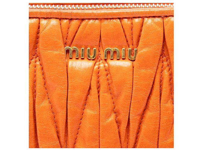 Borsa a spalla Miu Miu Orange Matelasse Nappa Lux Charm - vista 5