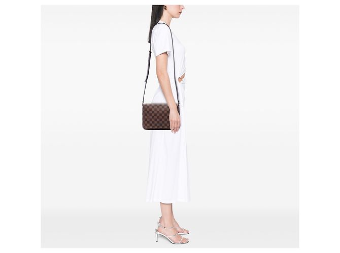 Louis Vuitton Brown Damier Ebene Musette Tango Long Strap Marrone - vista 6