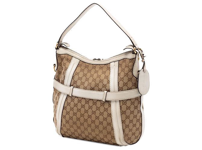 Borsa Satchel Running Gucci Beige Medium GG Canvas - vista 2