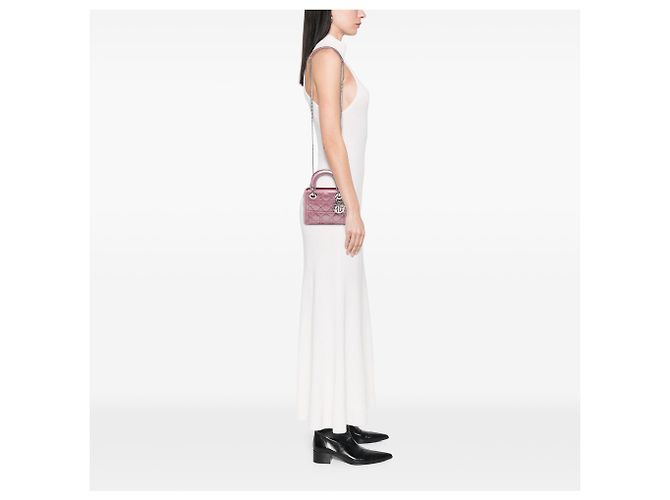 Dior Pink Mini Iridescent Lambskin Cannage Lady Dior Rosa - vista 6