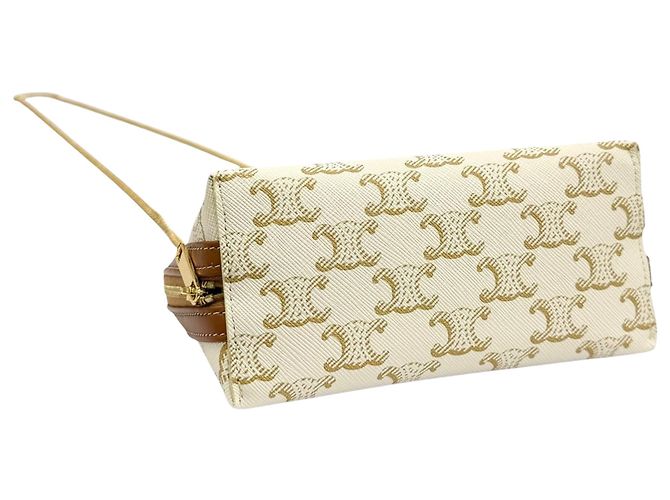 Céline Clutch com corrente Celine Triomphe em tela revestida branca Branco - vista 10