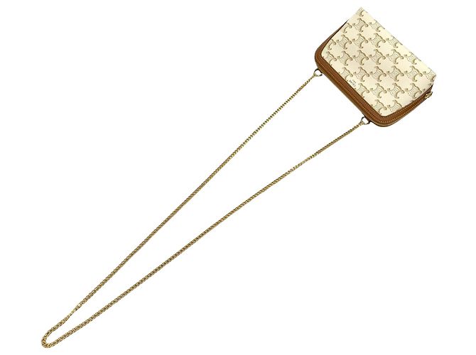 Céline Clutch com corrente Celine Triomphe em tela revestida branca Branco - vista 12