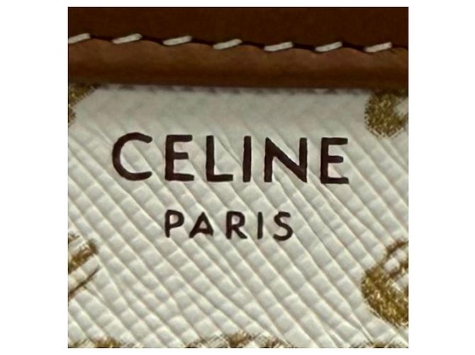 Céline Clutch com corrente Celine Triomphe em tela revestida branca Branco - vista 4