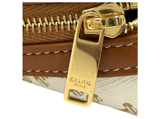 Céline Clutch com corrente Celine Triomphe em tela revestida branca Branco - vista 7