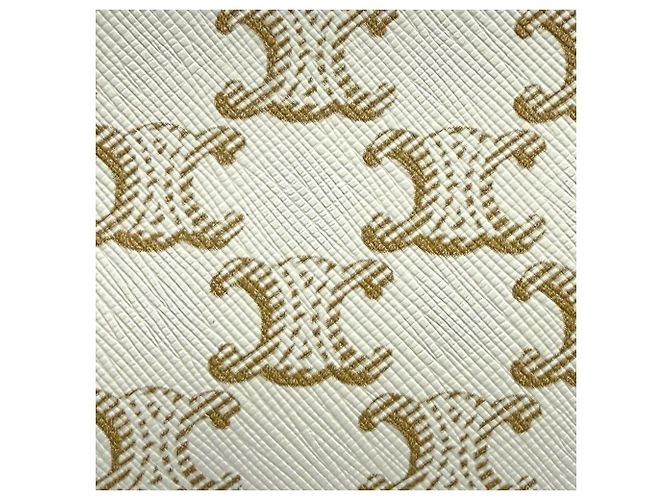 Céline Clutch com corrente Celine Triomphe em tela revestida branca Branco - vista 9