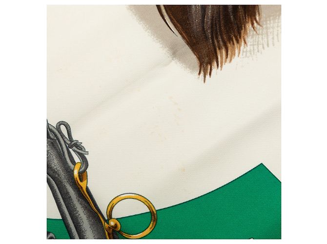 Hermès White Attelage en Arbalete Seidentuch 90 Weiß - Ansicht 6