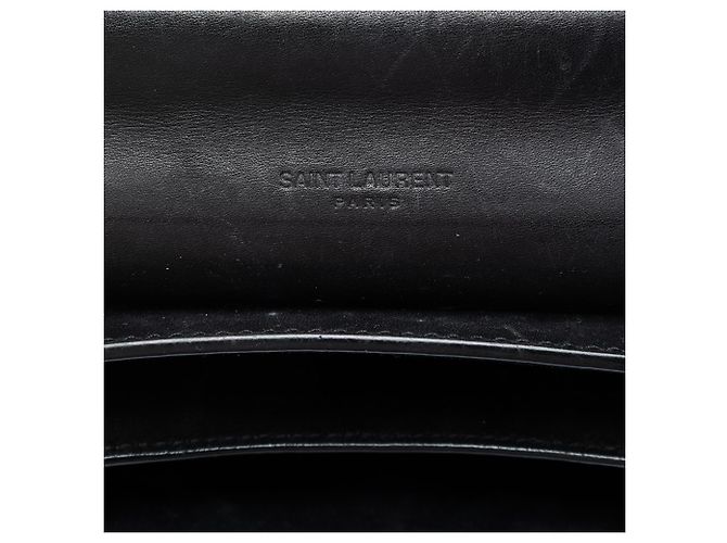 Saint Laurent Borsa a Tracolla Kaia Small in Pelle Nera con Monogramma Nero - vista 5