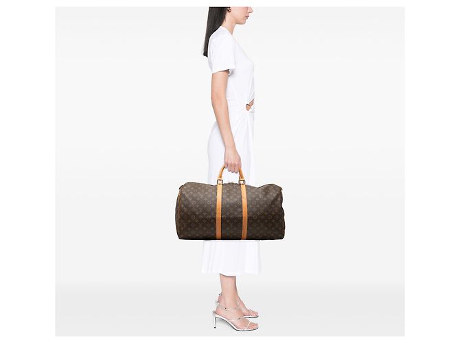 Louis Vuitton Brown Monogram Keepall 55 Marrone - vista 9