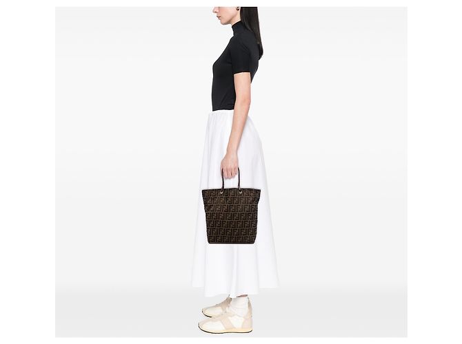 Borsa Tote Fendi in tela Zucca marrone - vista 6