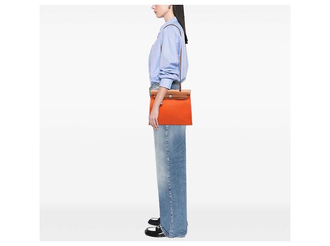 Hermès Orange Toile Herbag Zip 31 Laranja - vista 6